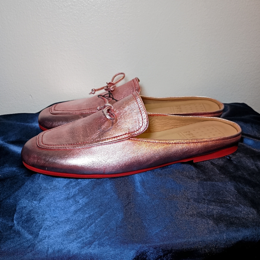 Italian Pink Metallic Leather Loafer Slides – EU 39 (US 8.5) - Picture 12 of 12